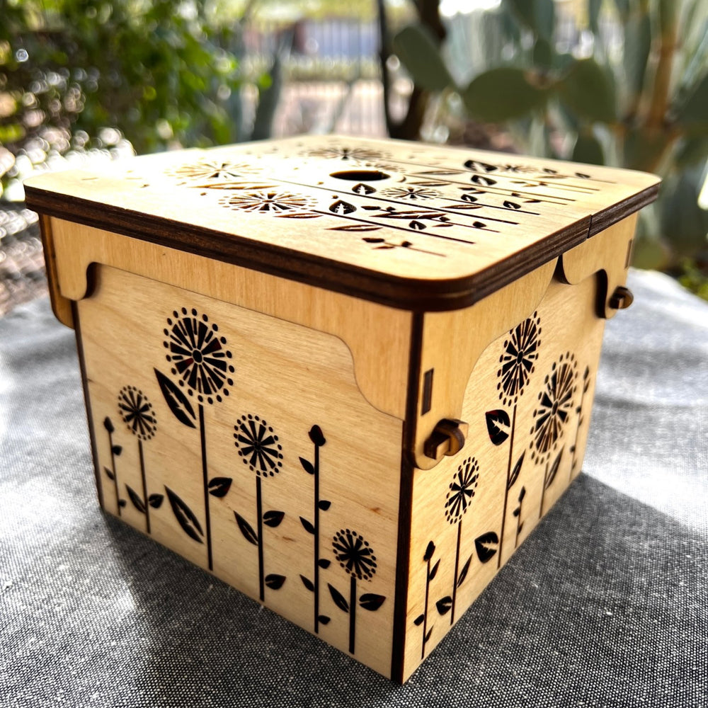 Wooden Box, Storage Box, Knitting Storage Box, Yarn Box, Decorative Wood Box, Craft & Supplies, popular Personalized Wood Box Sunflower Engraved