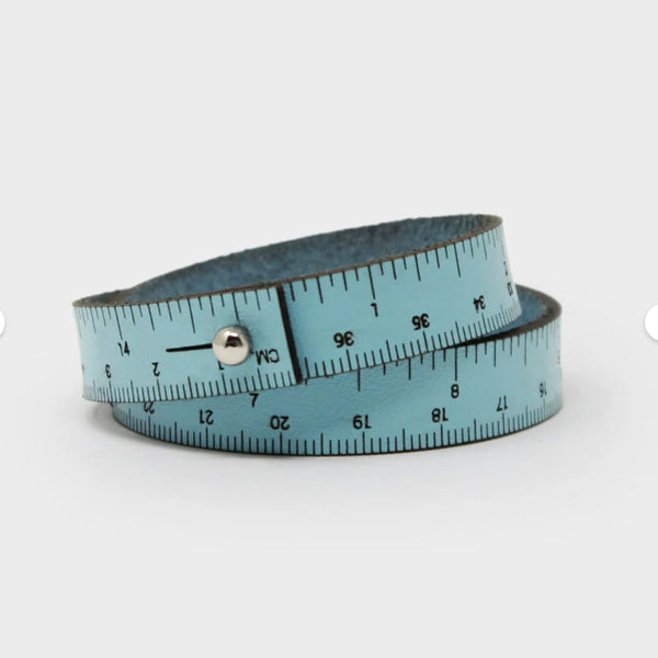 Leather Wrist Ruler Bracelet, 16-inch