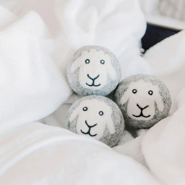 Smiling Sheep Hand-Felted Dryer Balls, Set of 3