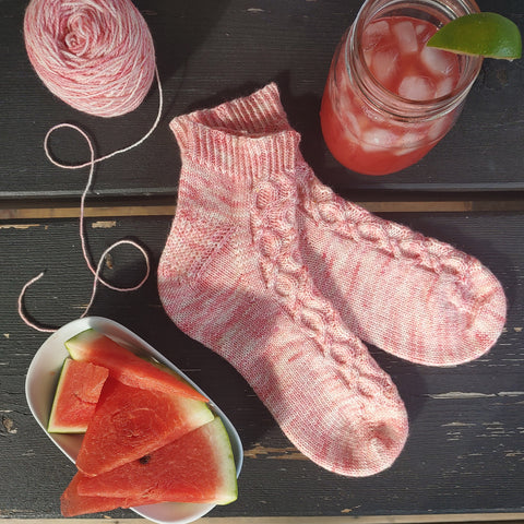 Watermelon Fizz Socks (Cuff Down Version)