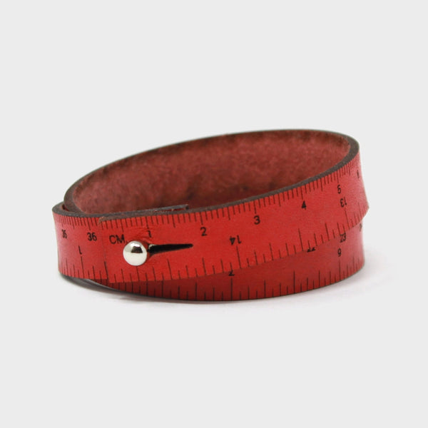 Leather Wrist Ruler Bracelet, 16-inch