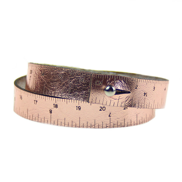 Leather Wrist Ruler Bracelet, 16-inch