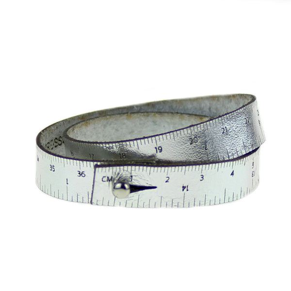 Leather Wrist Ruler Bracelet, 16-inch